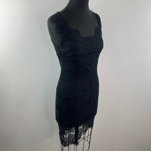 Intimately FREE PEOPLE Black Sheath Dress Cotton Floral Lace Square X-Small NEW - Picture 7 of 12